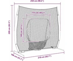 Beisbolo treniruočių tinklas Juoda 250 x 106 x 209 cm