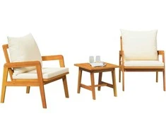 Lauko baldų komplektas Bistro komplektas su pagalve 3 pcs Ruda Kietos akacijos mediena