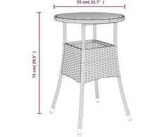 Bistro komplektas su pagalvėmis, 3 dalių, juodas, poliratanas