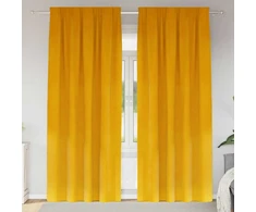 Užtemdymo užuolaidos 2 pcs Garučių geltona 140 x 225 cm Aksomas