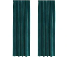Užtemdymo užuolaidos 2 pcs Tamsiai žalia 140 x 225 cm Aksomas