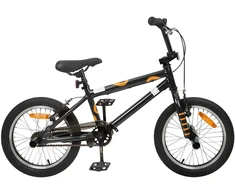 BMX Dviratis 16 Colių 5-8 metų amžiaus Juoda