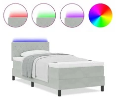 LED Čiužinio Lova su LED Šviesiai pilka 100 x 200 cm Aksomas