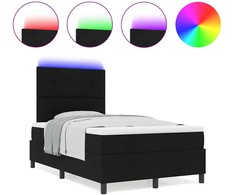 Kiemas lova su LED juostelėmis Juoda 120 x 190 cm audinys