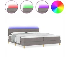 LED Čiužinio Lova su LED juostelėmis Taupe 200 x 200 cm audinys