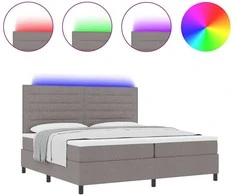 Kiemas lova su LED juostelėmis Tortora 200 x 200 cm audinys