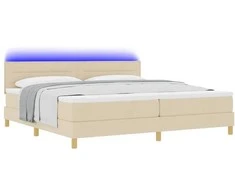 LED Čiužinio Lova su galvūgalio Kreminė 200 x 200 cm audinys