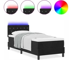 LED Čiužinio Lova su čiužiniu su LED Juoda 80 x 200 cm Aksomas