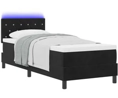LED Čiužinio Lova su čiužiniu su LED Juoda 80 x 200 cm Aksomas