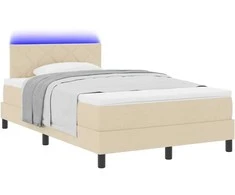 Kiemas lova su čiužiniu su LED Kreminė 120 x 200 cm audinys
