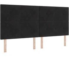 Kiemas lova su čiužiniu Juodas 200 x 200 cm Aksomas