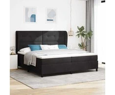 Kiemas lova su čiužiniu Juodas 200 x 200 cm Aksomas
