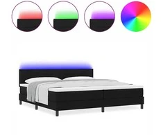 Kiemas lova su LED juostelėmis Juoda 200 x 200 cm audinys