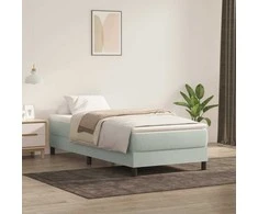 Box Spring Lova be čiužinio Šviesiai pilka 100x220 cm aksomas