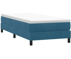 Box Spring Lova be čiužinio Tamsiai mėlyna 90x210 cm aksomas