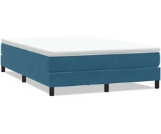 Box Spring Lova be čiužinio Tamsiai mėlyna 140x220 cm aksomas