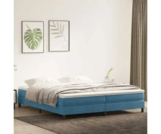 Box Spring Lova be čiužinio Tamsiai mėlyna 200x220 cm aksomas