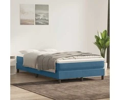 Box Spring Lova be čiužinio Tamsiai mėlyna 120x220 cm aksomas