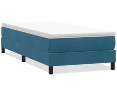 Box Spring Lova be čiužinio Tamsiai mėlyna 90x210 cm aksomas