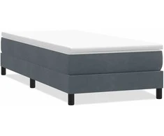 Box Spring Lova be čiužinio Tamsiai pilka 90x210 cm aksomas