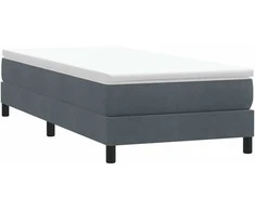 Box Spring Lova be čiužinio Tamsiai pilka 80x210 cm aksomas