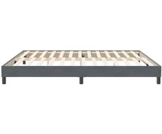 Box Spring Lova be čiužinio Tamsiai pilka 200x220 cm aksomas