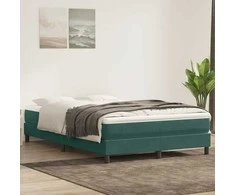 Box Spring Lova be čiužinio Tamsiai žalia 140x220 cm aksomas