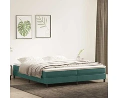 Box Spring Lova be čiužinio Tamsiai žalia 200x210 cm aksomas