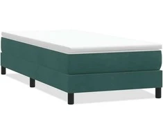 Box Spring Lova be čiužinio Tamsiai žalia 100x220 cm aksomas
