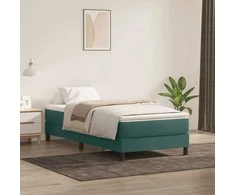 Box Spring Lova be čiužinio Tamsiai žalia 100x220 cm aksomas
