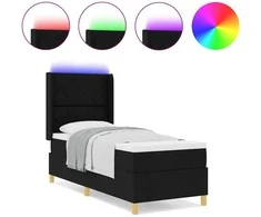 Kiemas lova su LED juostelėmis Juoda 80 x 200 cm audinys