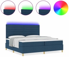 LED Čiužinio Lova su čiužiniu Mėlyna 200 x 200 cm audinys