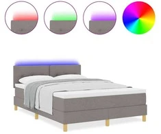 LED Čiužinio Lova su LED juostelėmis Taupe 140 x 190 cm audinys