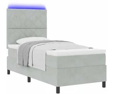 LED Čiužinio Lova Šviesiai pilka 90 x 200 cm Aksomas