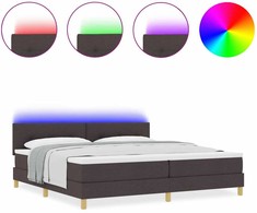 LED Čiužinio Lova Tamsiai rudas 200 x 200 cm audinys