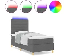 LED Čiužinio Lova su čiužiniu Tamsiai pilka 80 x 200 cm audinys