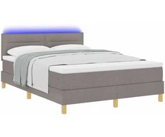 LED Čiužinio Lova su LED juostelėmis Taupe 140 x 190 cm audinys