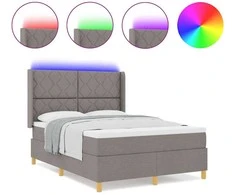Kiemas lova su LED juostelėmis Tortora 160 x 200 cm audinys