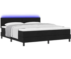 Kiemas lova su LED juostelėmis Juoda 180 x 200 cm audinys