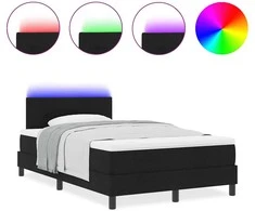Kiemas lova su LED juostelėmis Juoda 120 x 190 cm audinys