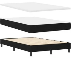 Kiemas lova su čiužiniu su LED Juoda 120 x 190 cm audinys
