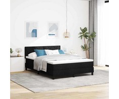 Kiemas lova su LED juostelėmis Juoda 140 x 200 cm audinys