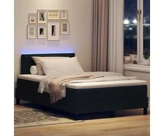Kiemas lova su LED juostelėmis Juoda 120 x 190 cm audinys