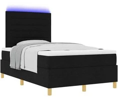 LED Čiužinio Lova su čiužiniu Juoda 120 x 190 cm audinys