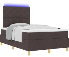 LED Čiužinio Lova Tamsiai rudas 120 x 200 cm audinys