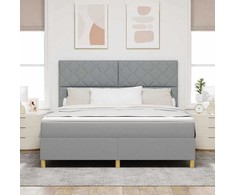 Kiemas lova su galvūgalio Šviesiai pilka 180 x 200 cm audinys