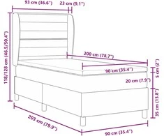 Kiemas lova su čiužiniu Tamsiai rudas 200 x 90 cm audinys