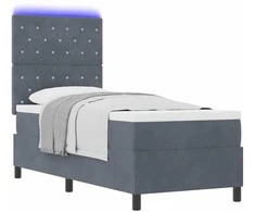 LED Čiužinio Lova su čiužiniu Tamsiai pilka 80 x 200 cm audinys