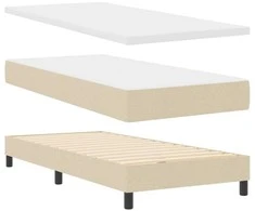 Kiemas lova su čiužiniu Kreminė 100 x 200 cm audinys