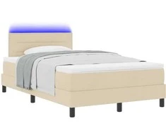 Kiemas lova su čiužiniu su LED Kreminė 120 x 190 cm audinys